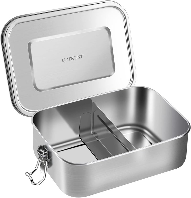 UPTRUST Stainless Steel Lunch Box, 800ML/27oz, Metal Bento Boxes with Lockable Clips t, Adjustable Divider included, Metal Lunch box for Travel & Work - Image 1